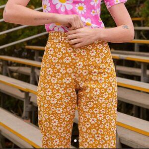 Big Bud Press Lazy Daisy Work Pants - Yellow/Orange Flowers XS (25-28 in waist)
